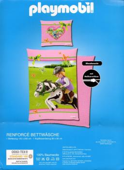 Bettwäsche Playmobil - Pferd mit Reiterin - 135 x 200 cm - Baumwolle